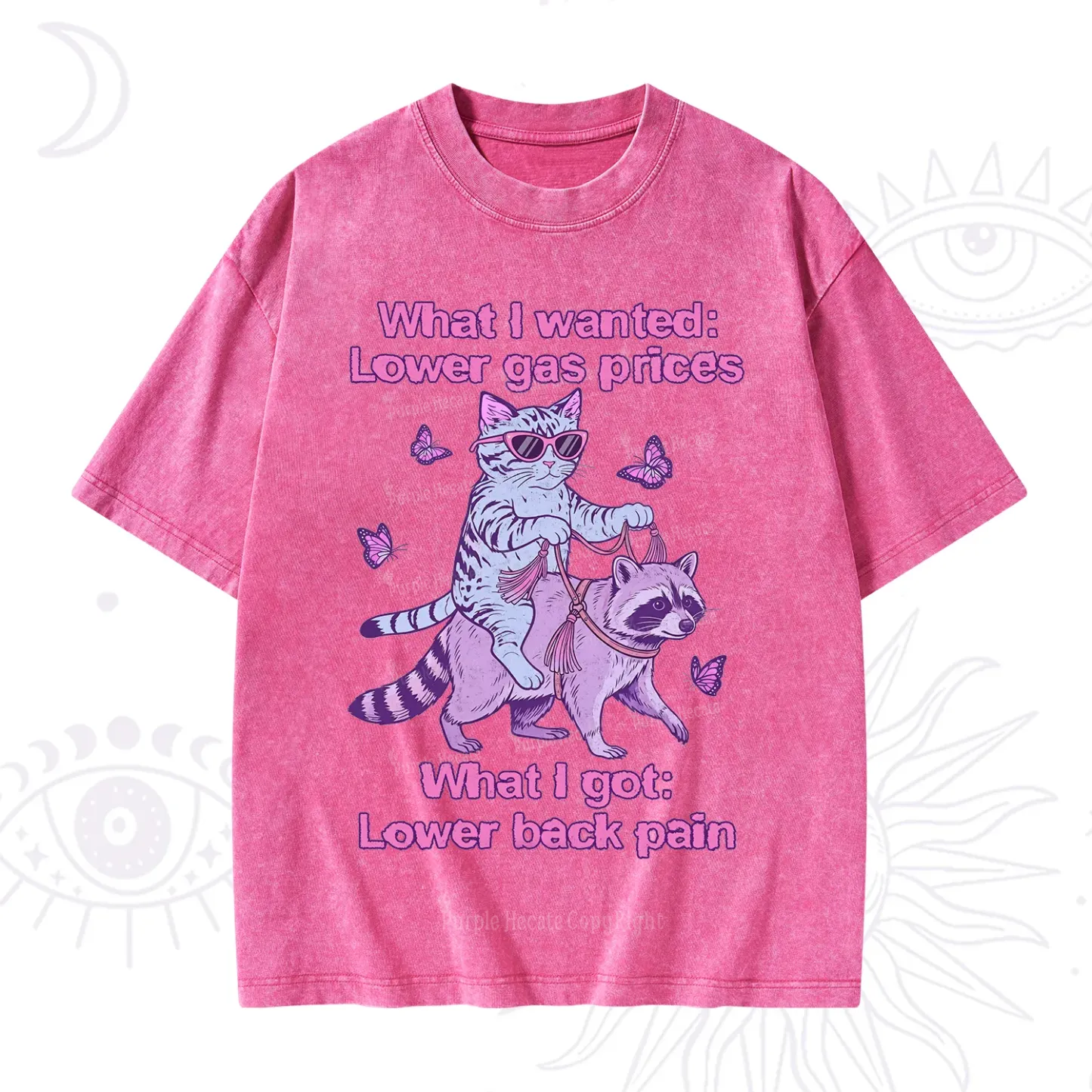 Purplehecate Lower Gas Prices Lower Back Pain Cat Washed T-Shirt