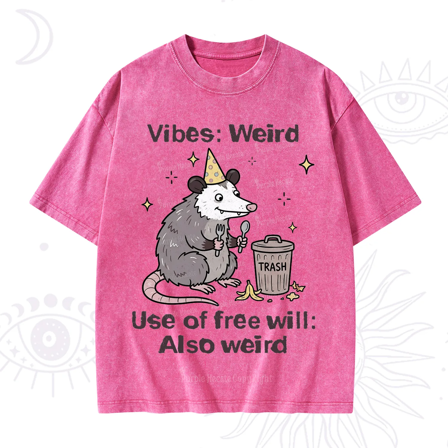 Purplehecate Weird Vibes Only Opossum Washed T-Shirt