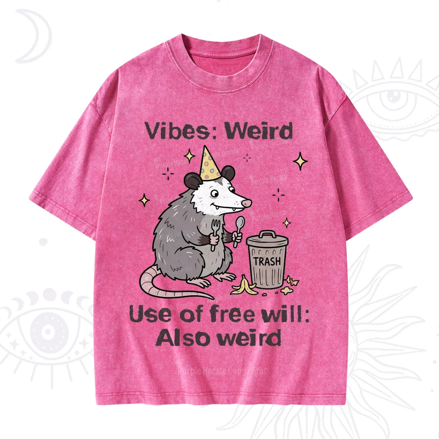 Purplehecate Weird Vibes Only Opossum Washed T-Shirt