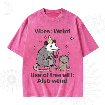 Purplehecate Weird Vibes Only Opossum Washed T-Shirt