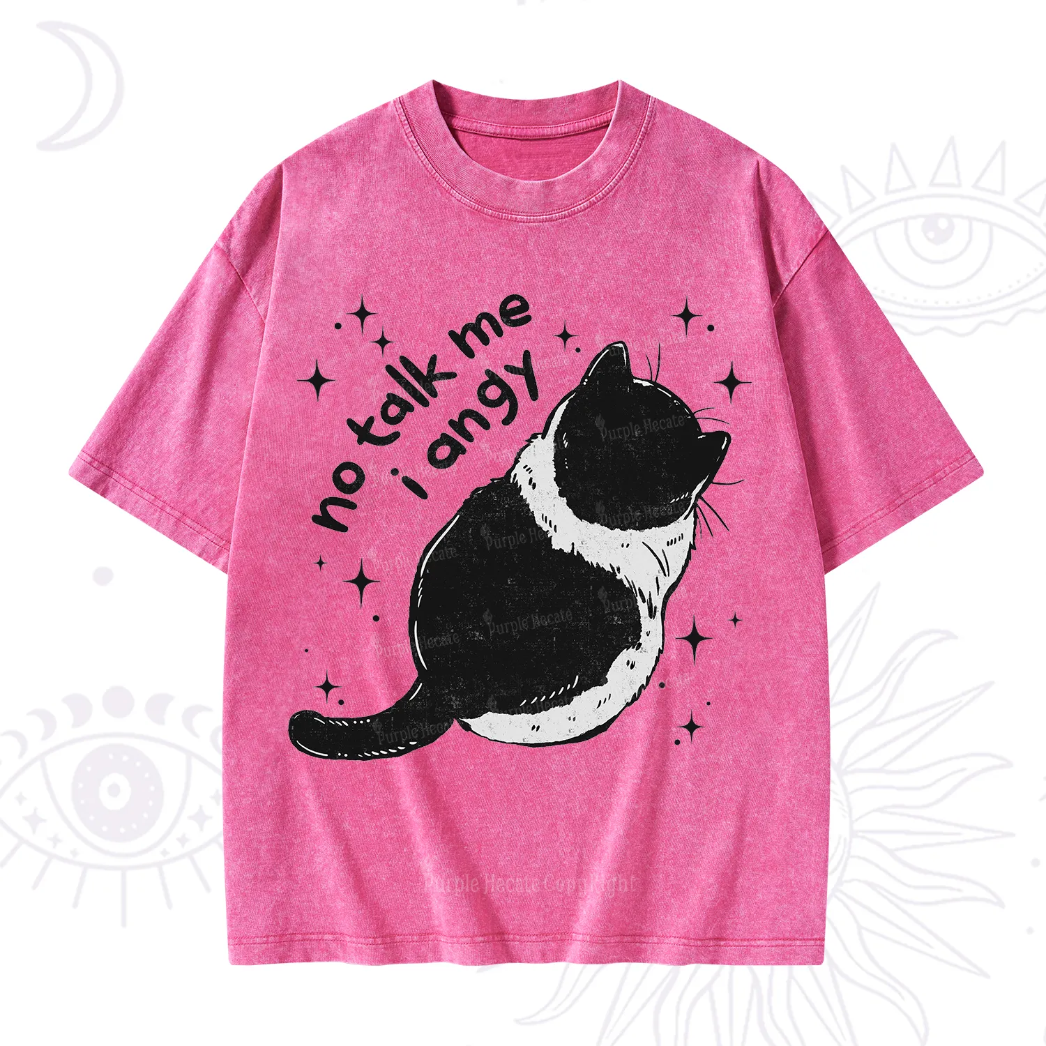 Purplehecate No Talk Me Im Angy Cat Washed T-Shirt