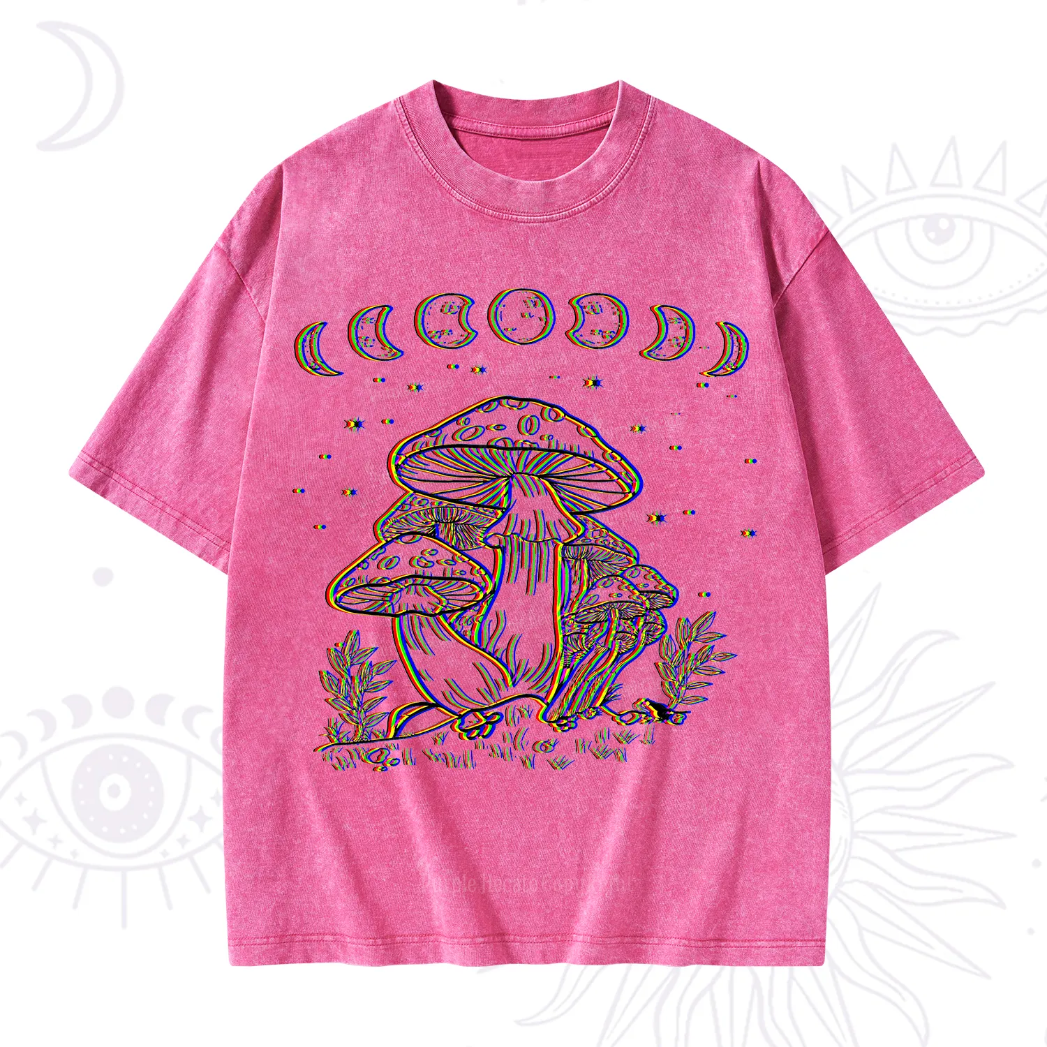 Purplehecate Mushroom and Moon Washed T-Shirt