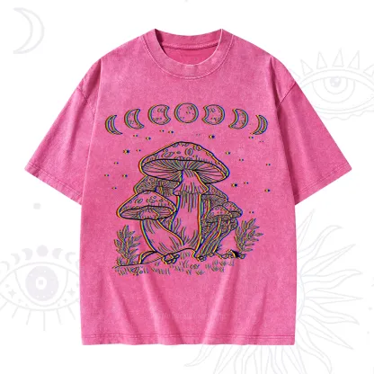Purplehecate Mushroom and Moon Washed T-Shirt