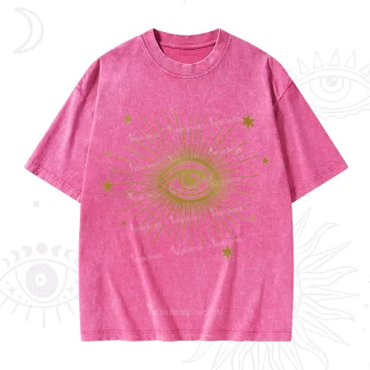 Purplehecate Celestial Eye with Stars Washed T-Shirt