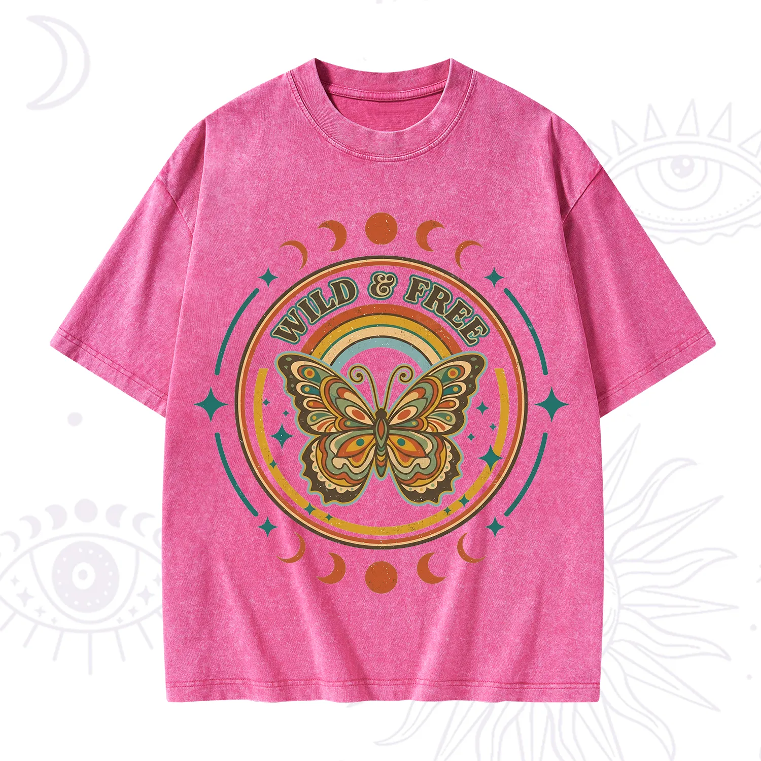Purplehecate Wild And Free Butterfly Washed T-Shirt