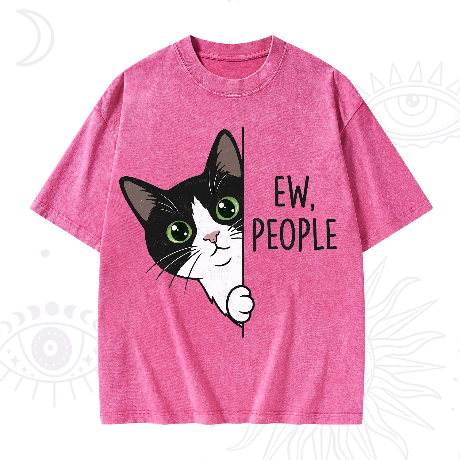 Purplehecate Funny Cat Ew People Washed T-Shirt