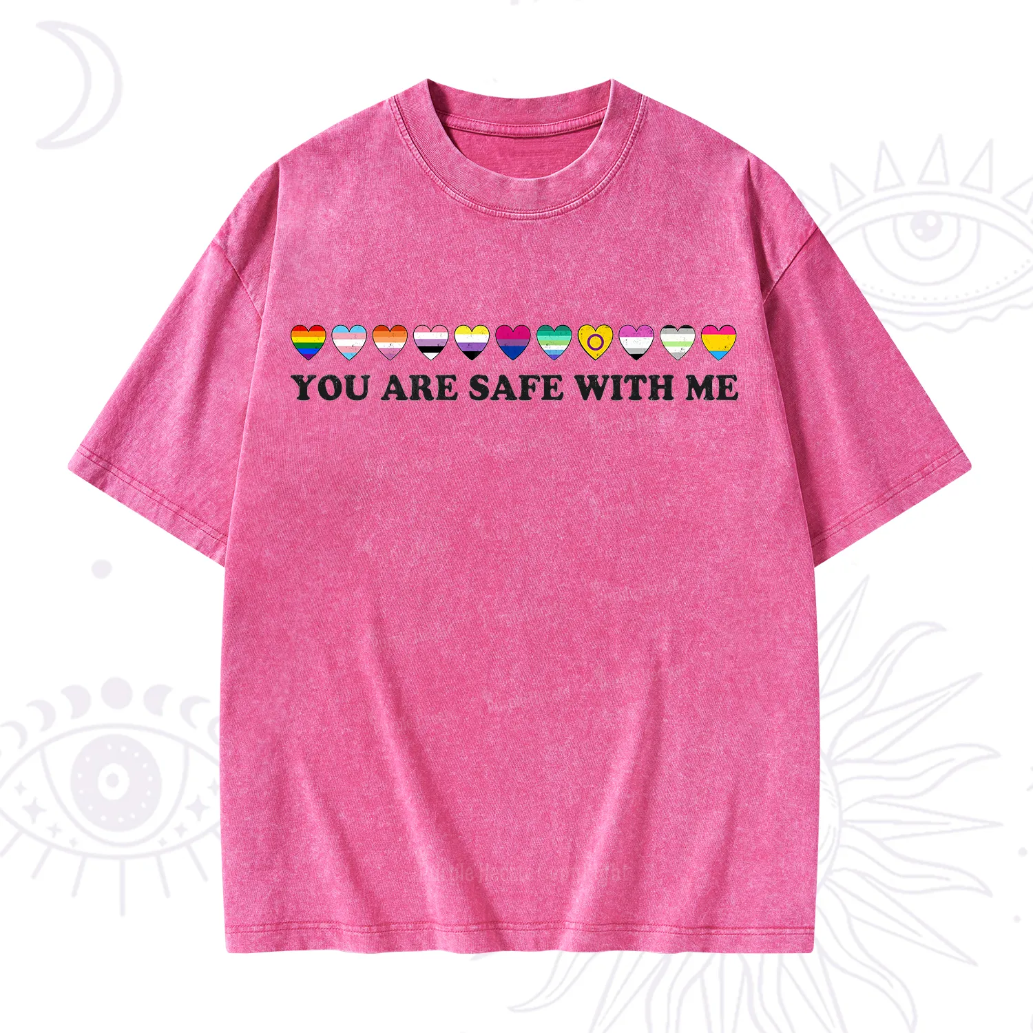 Purplehecate You Are Safe With Me Pride Washed T-Shirt