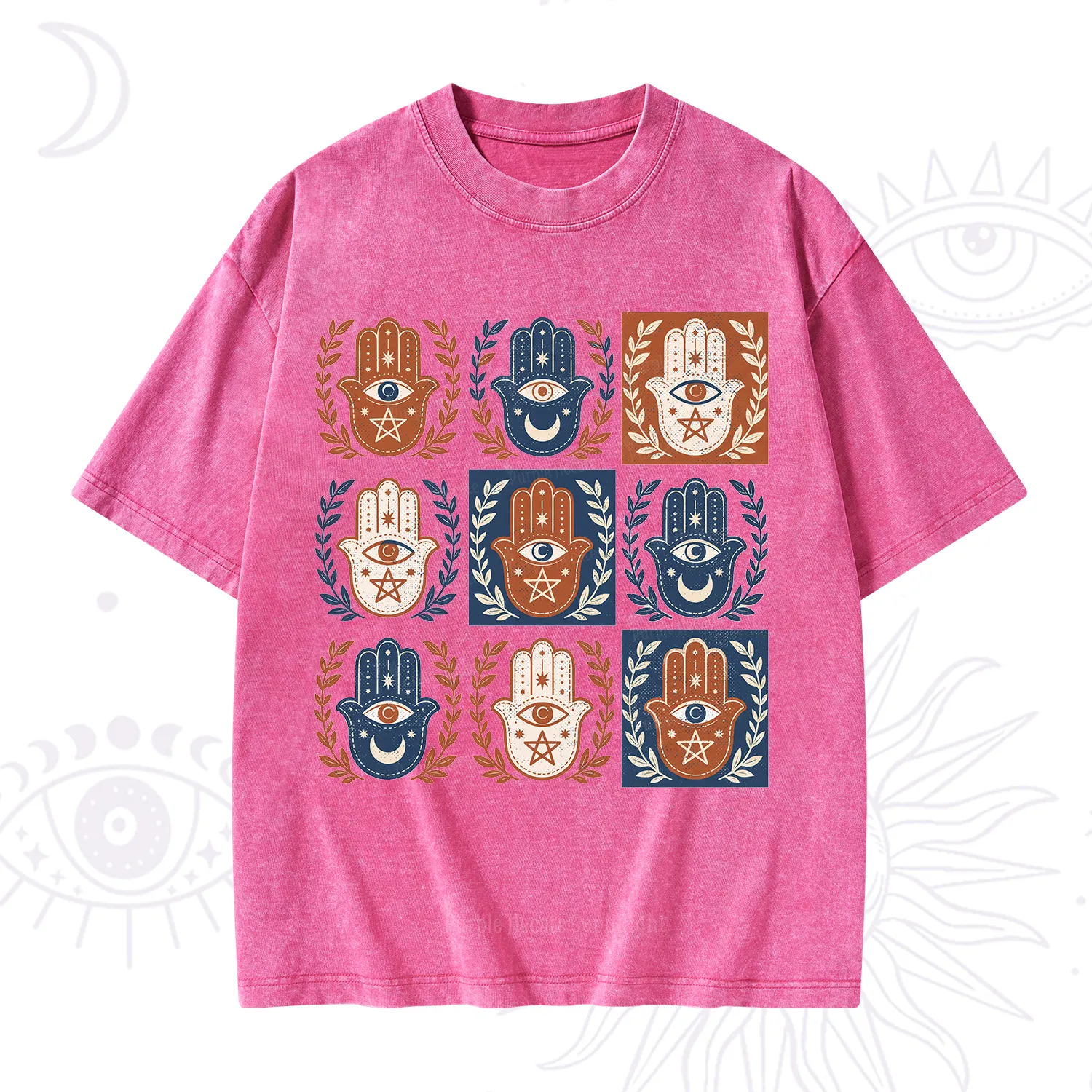 Purplehecate Hamsa Hand Washed T-Shirt