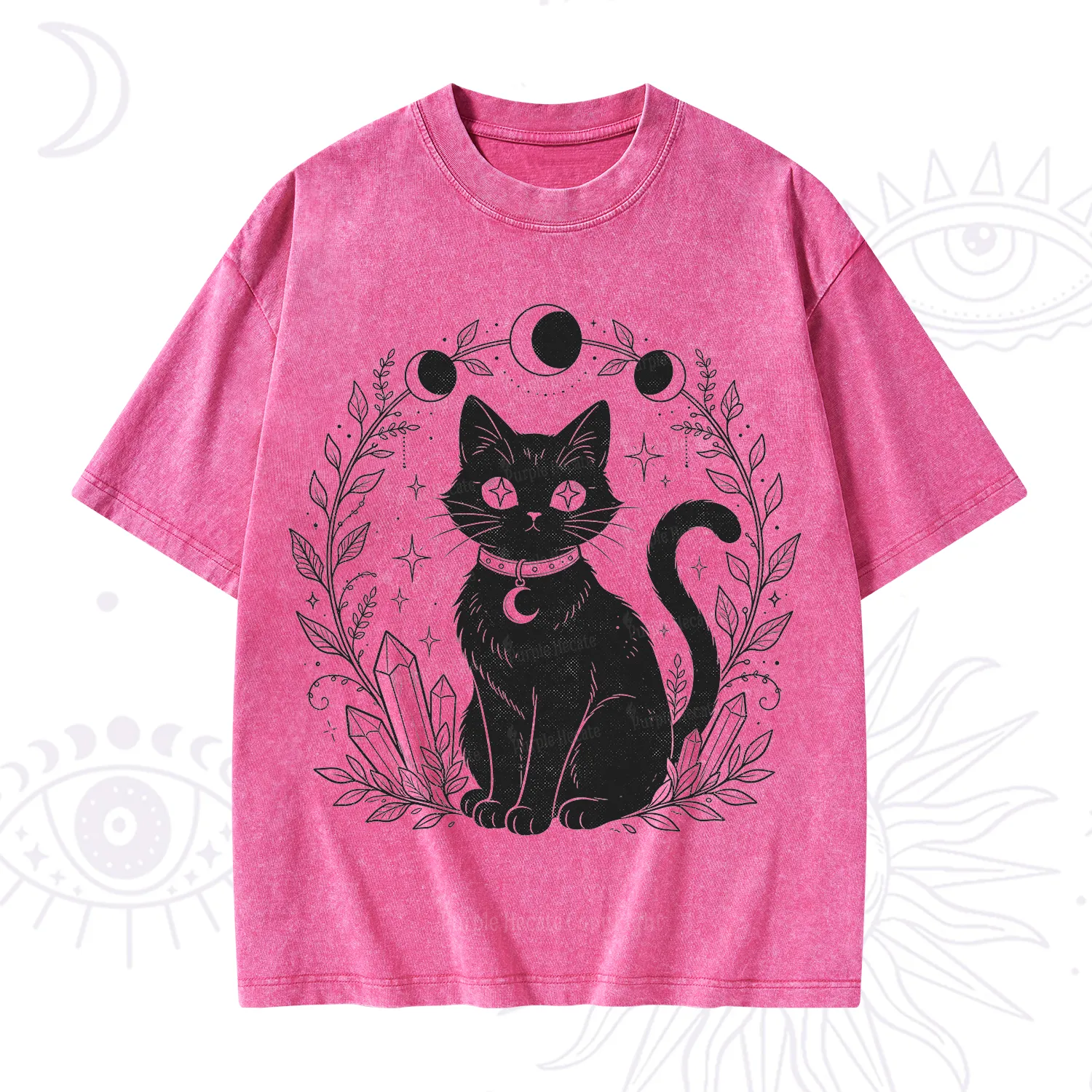 Purplehecate Mystical Cat Washed T-Shirt