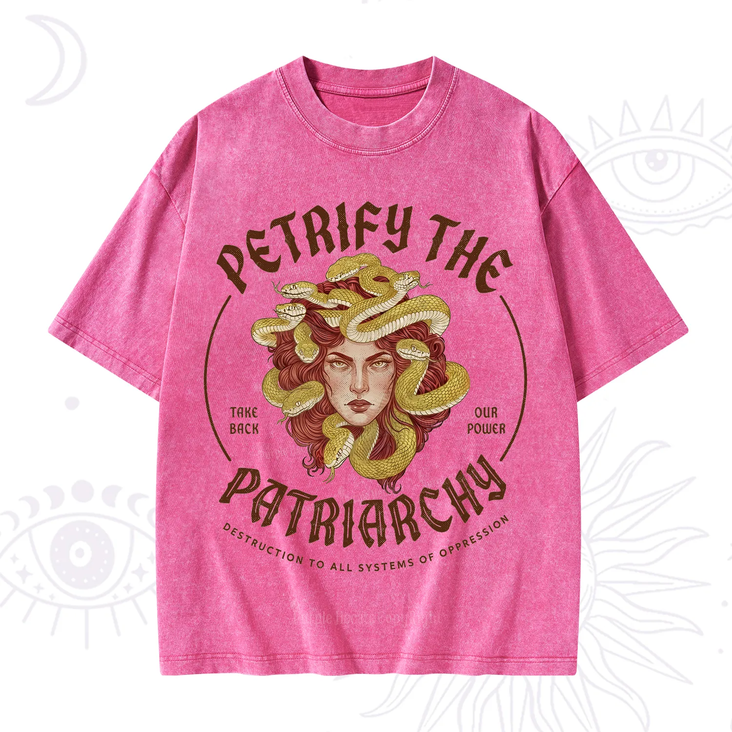 Purplehecate Petrify Patriarchy Medusa Washed T-Shirt