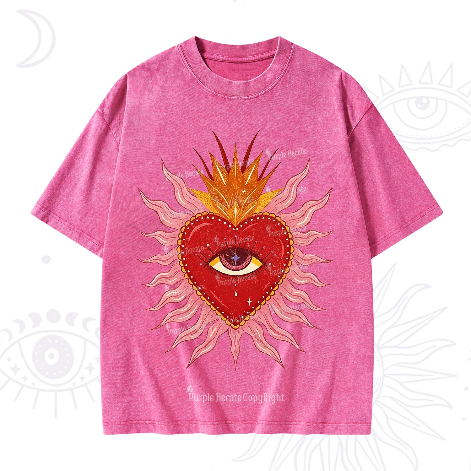Purplehecate Sacred Flame Heart Washed T-Shirt