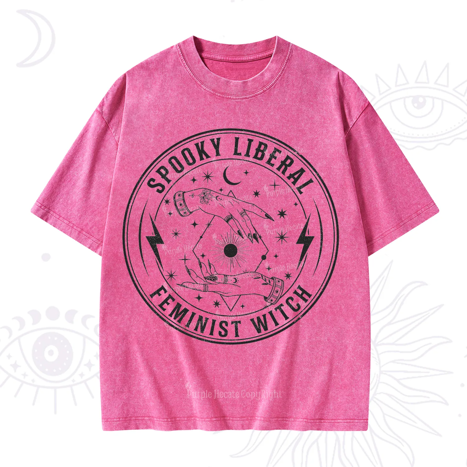 Purplehecate Spooky Liberal Feminist Witch Washed T-Shirt