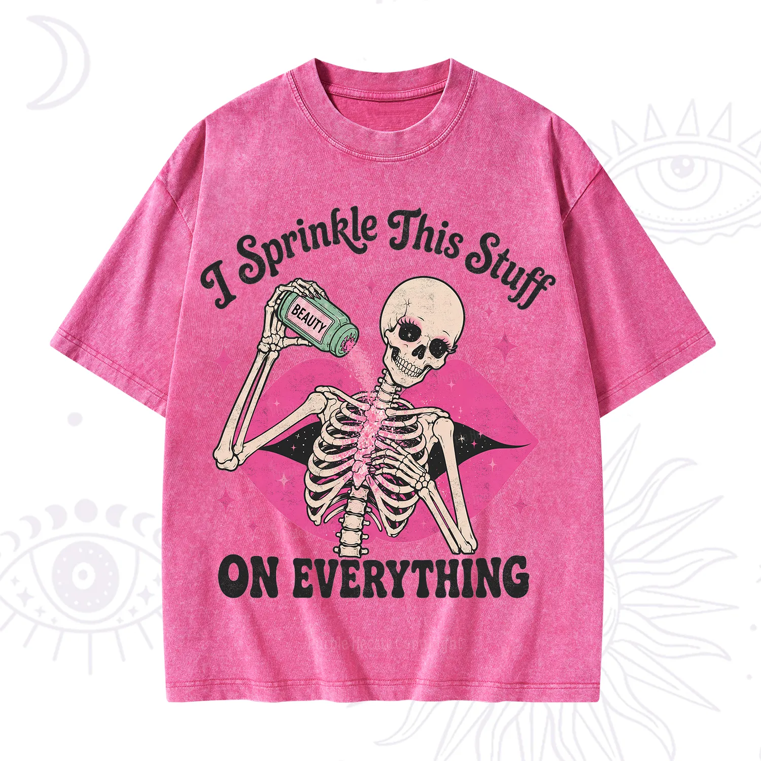Purplehecate I Sprinkle This Stuff on Everything Beauty Skeleton Washed T-Shirt