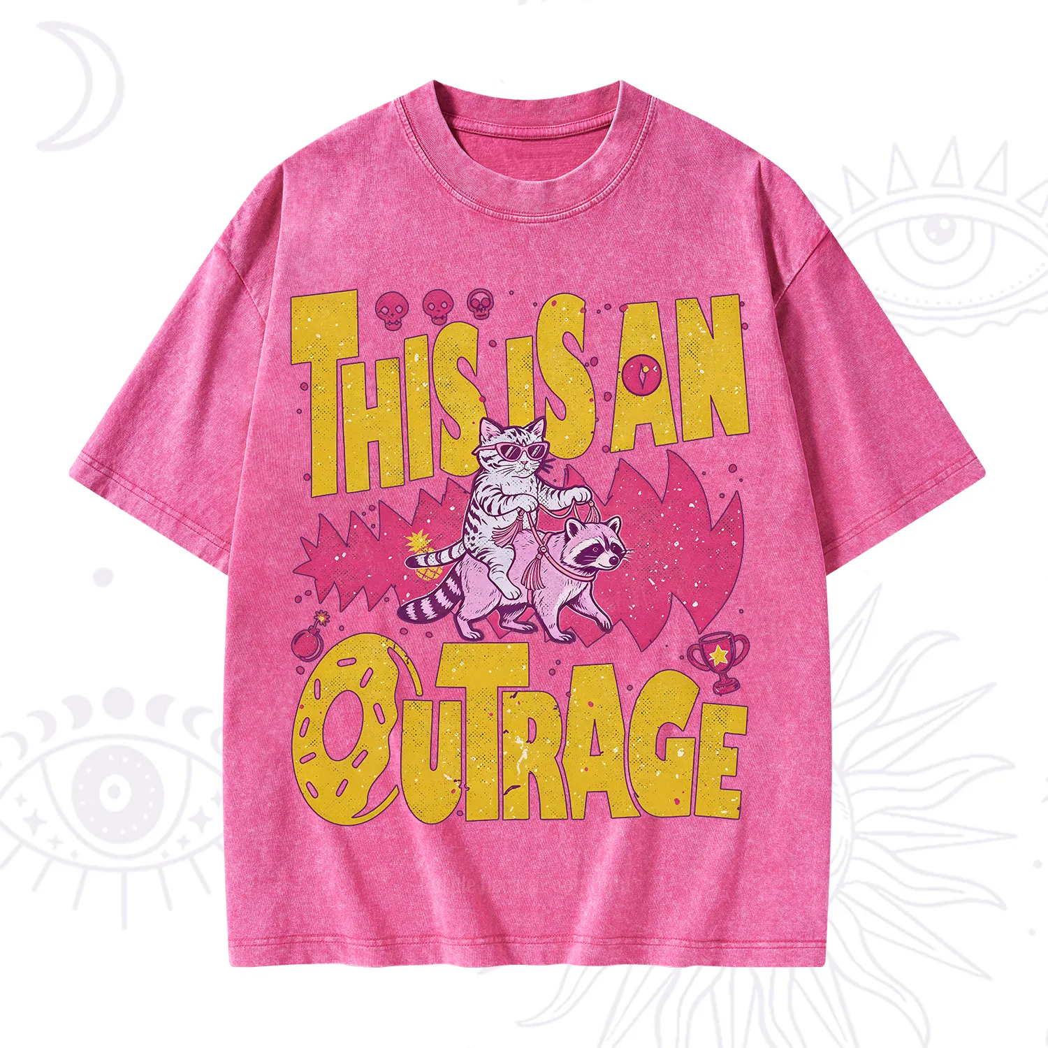 Purplehecate This Is An Outrage Angry Raccoons Washed T-Shirt