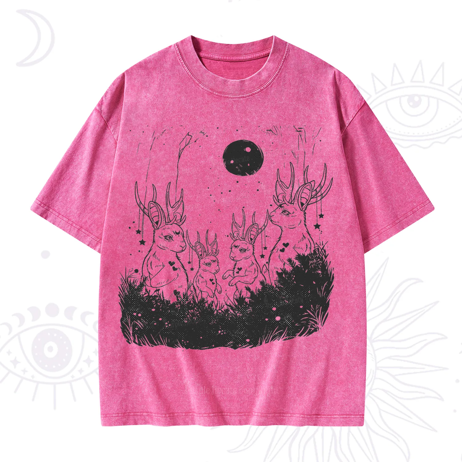 Purplehecate Moonlit Antler Bunny Washed T-Shirt