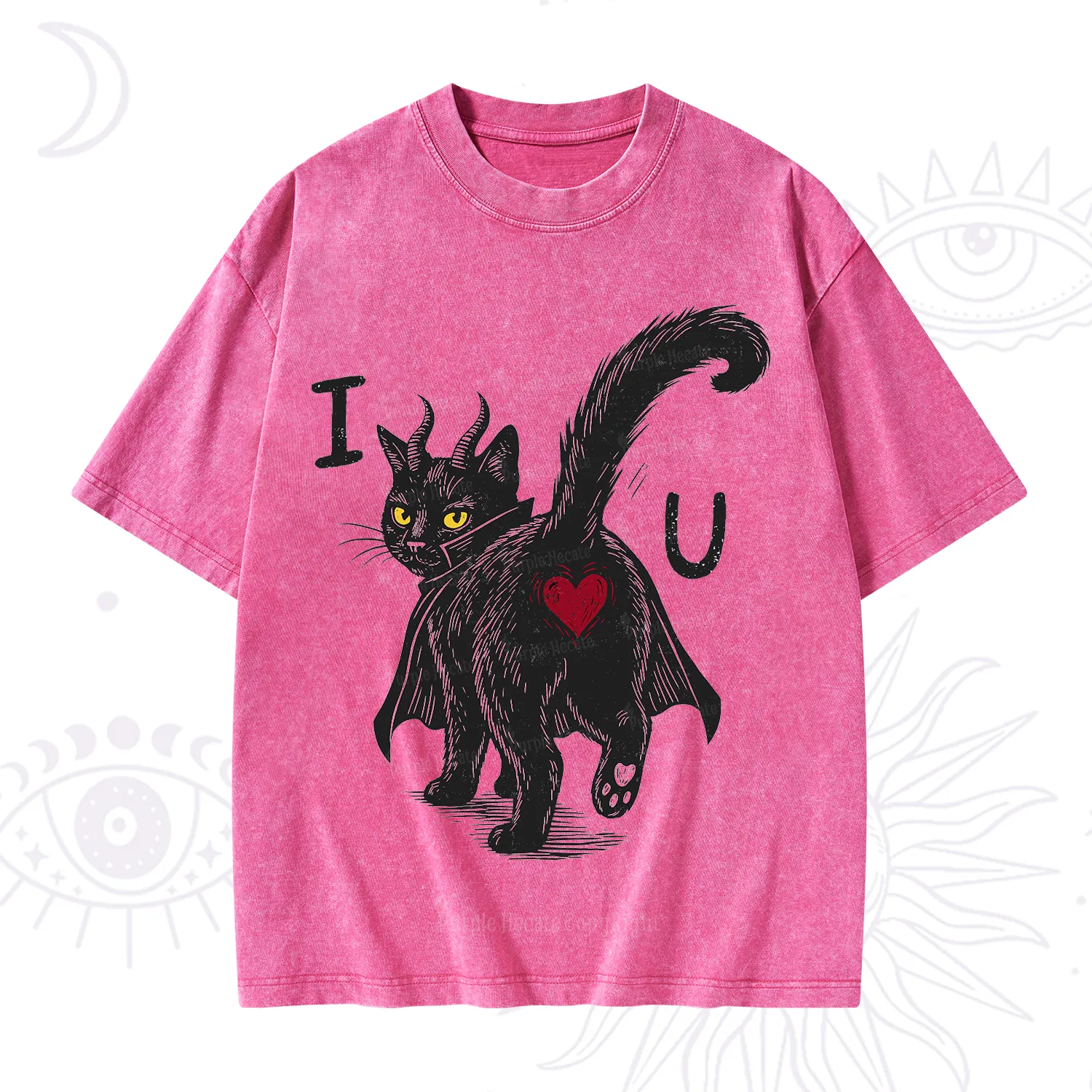 Purplehecate Bad Bad Evil Cat Washed T-Shirt