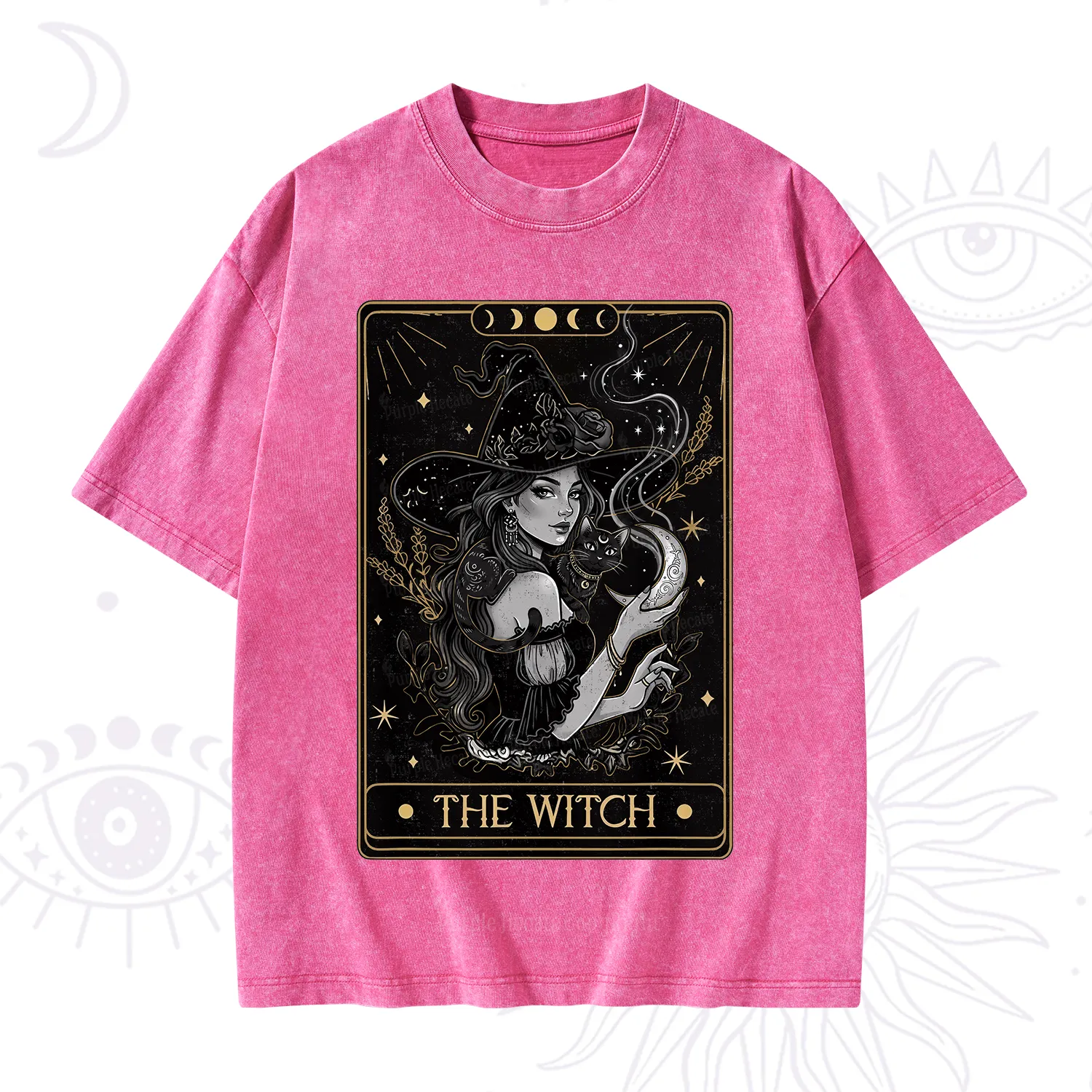 Purplehecate The Witch Enchanted Tarot Card Washed T-Shirt