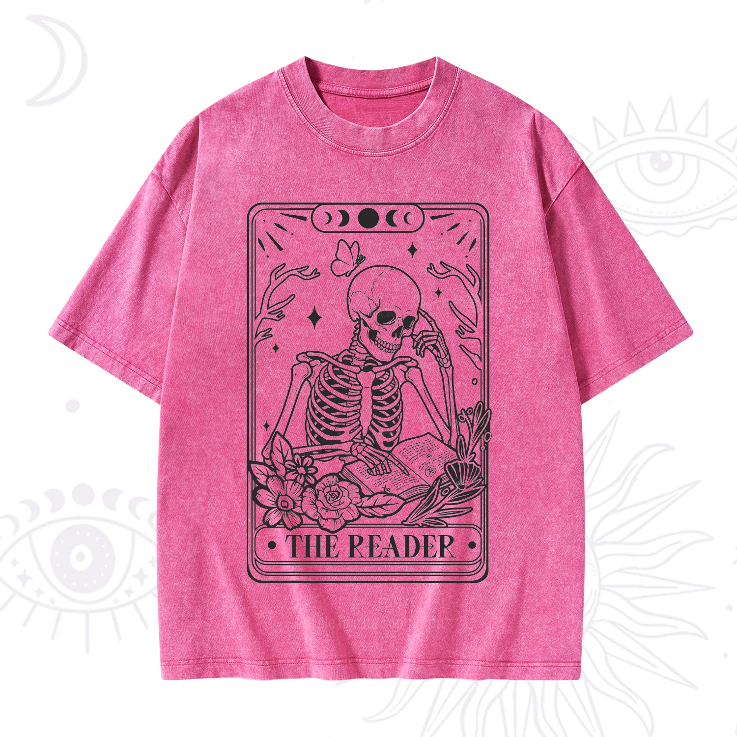 Purplehecate The Reader Tarot Skeleton Washed T-Shirt
