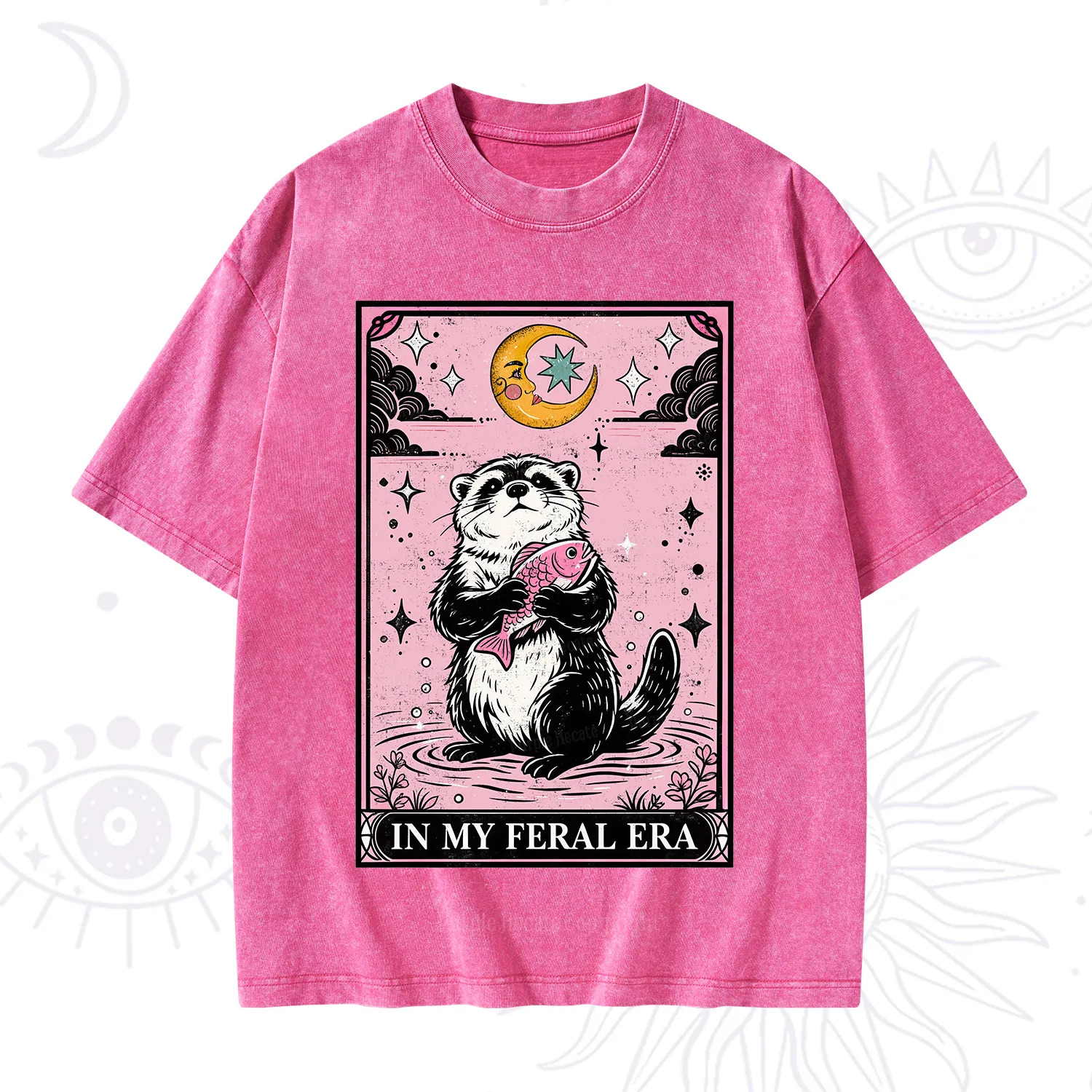 Purplehecate The In My Feral Era Tarot Otter Washed T-Shirt