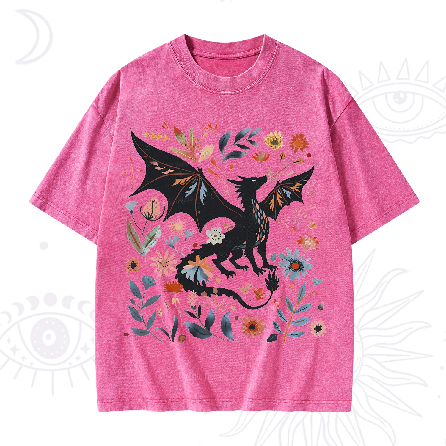 Purplehecate Vintage Fantasy Wyvern Bookish Washed T-Shirt