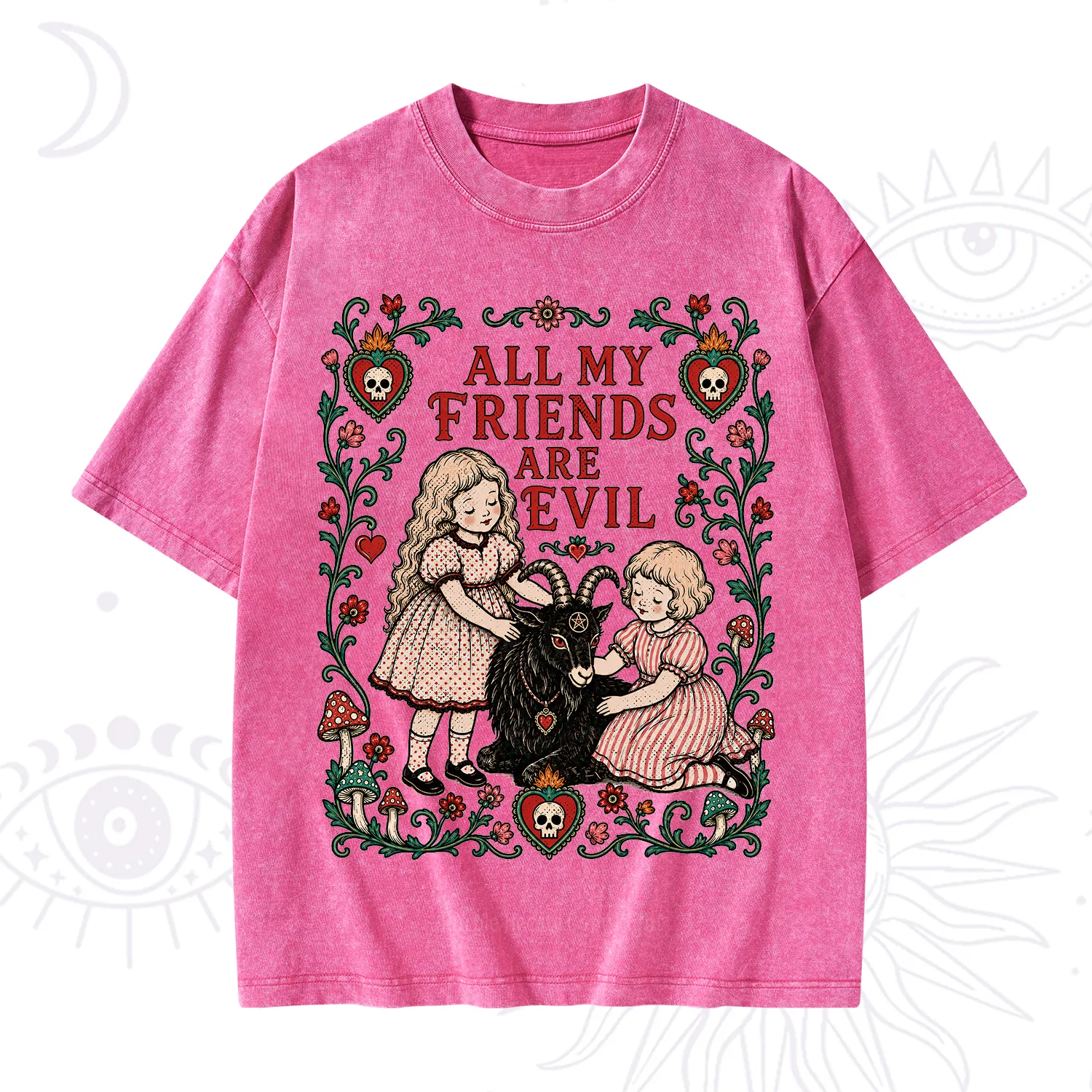 Purplehecate All My Friends Are Evil Washed T-Shirt