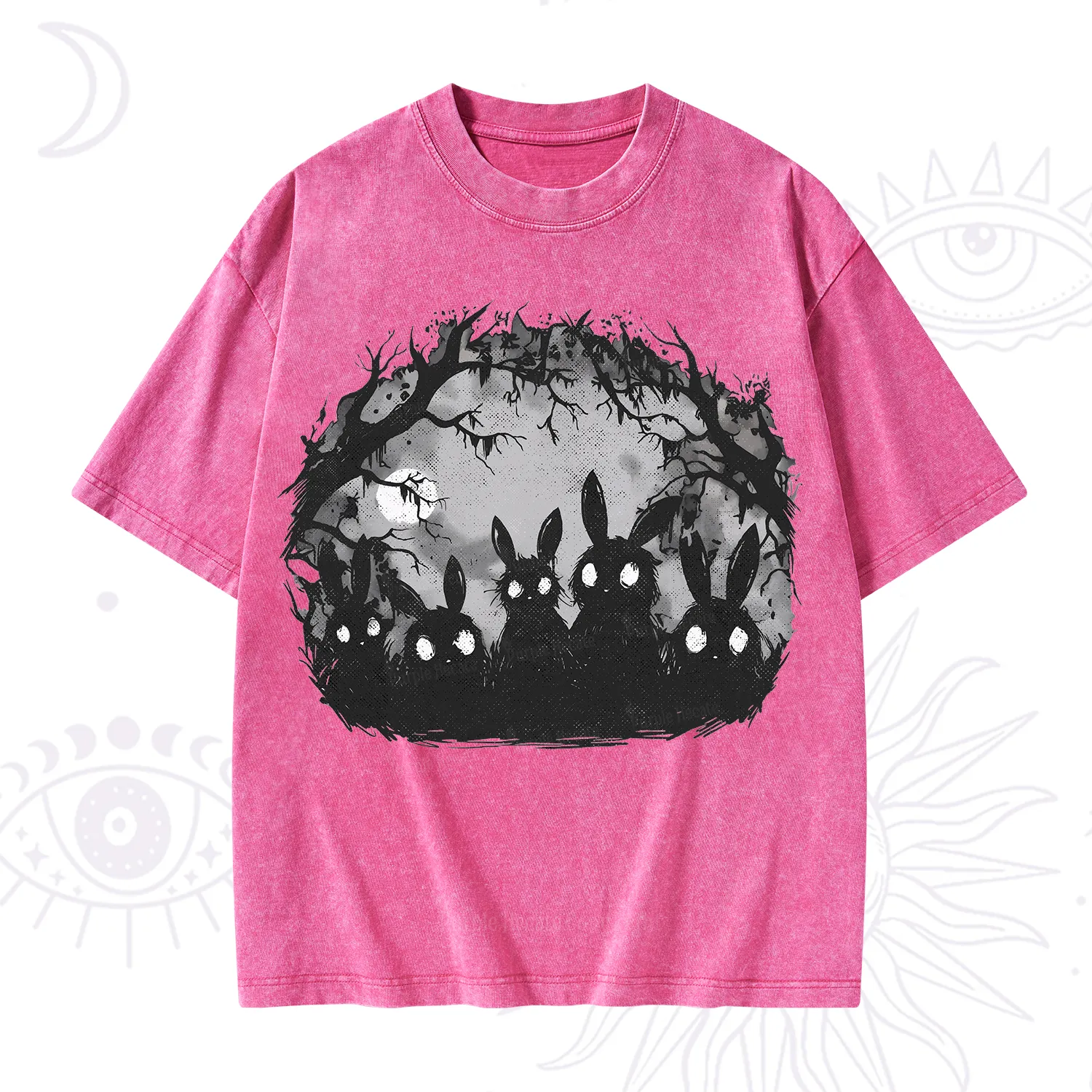 Purplehecate Creepy Weirdcore Bunny Washed T-Shirt