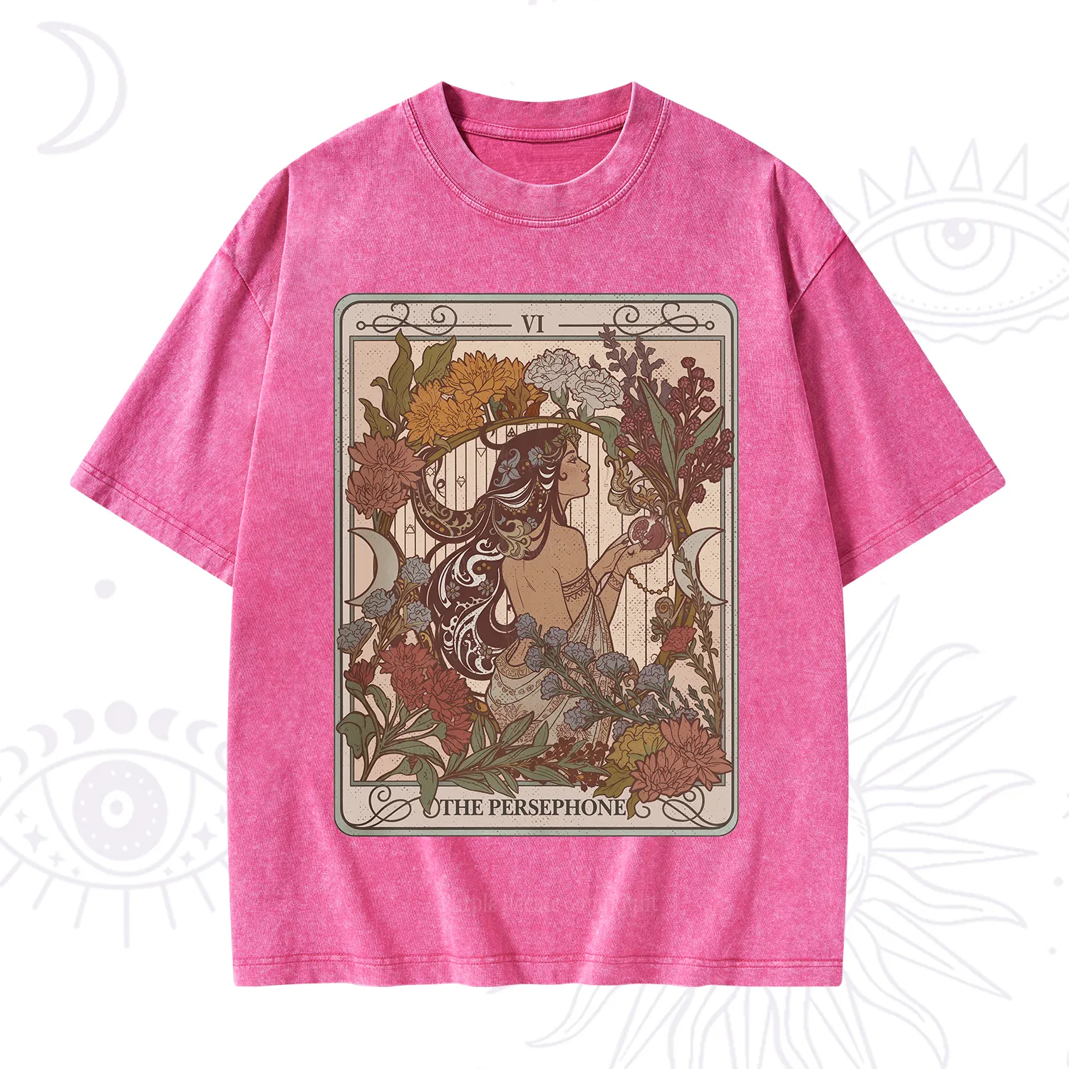 Purplehecate The Persephone Goddess Tarot Card Washed T-Shirt