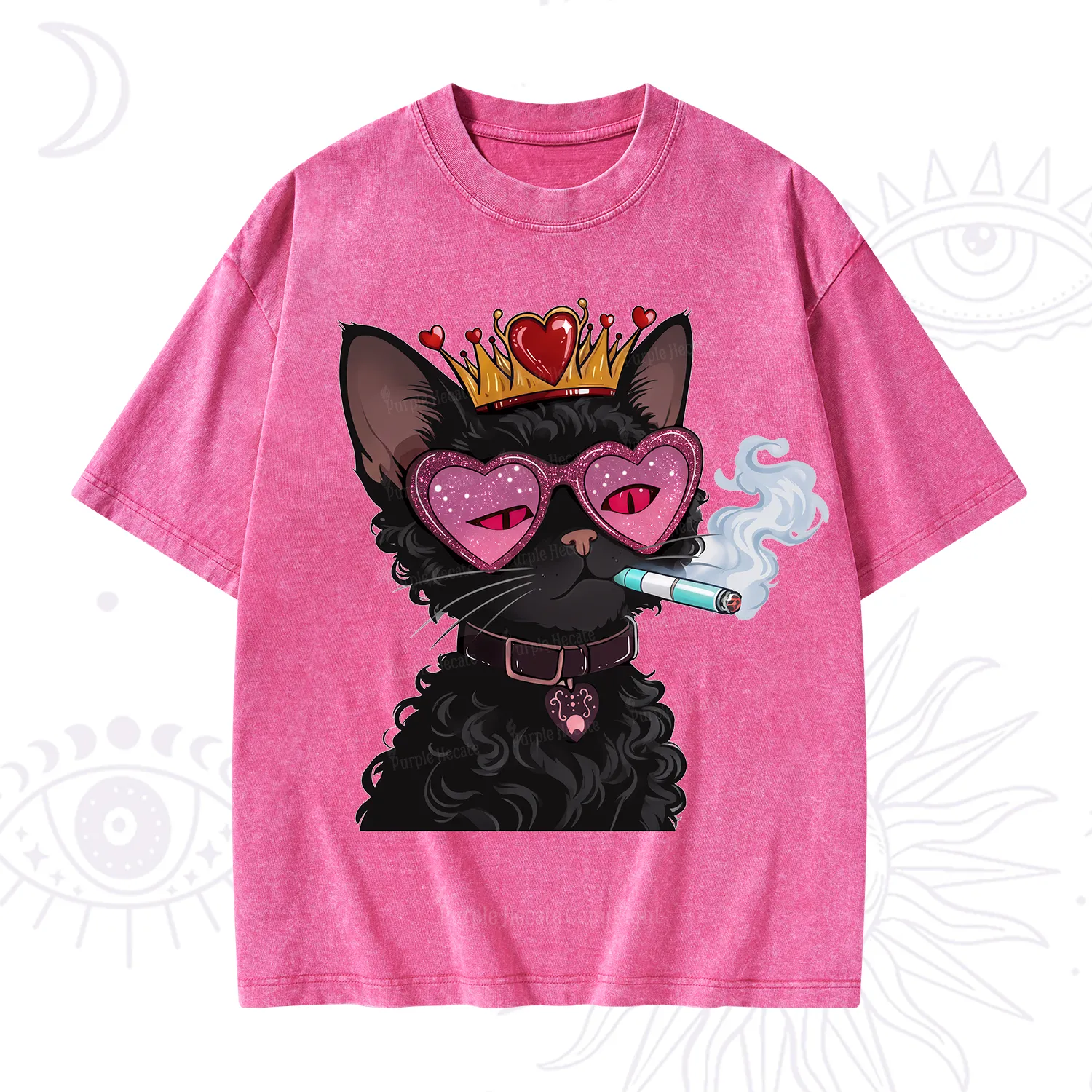 Purplehecate Join the Baddie Era Queen Cat Washed T-Shirt
