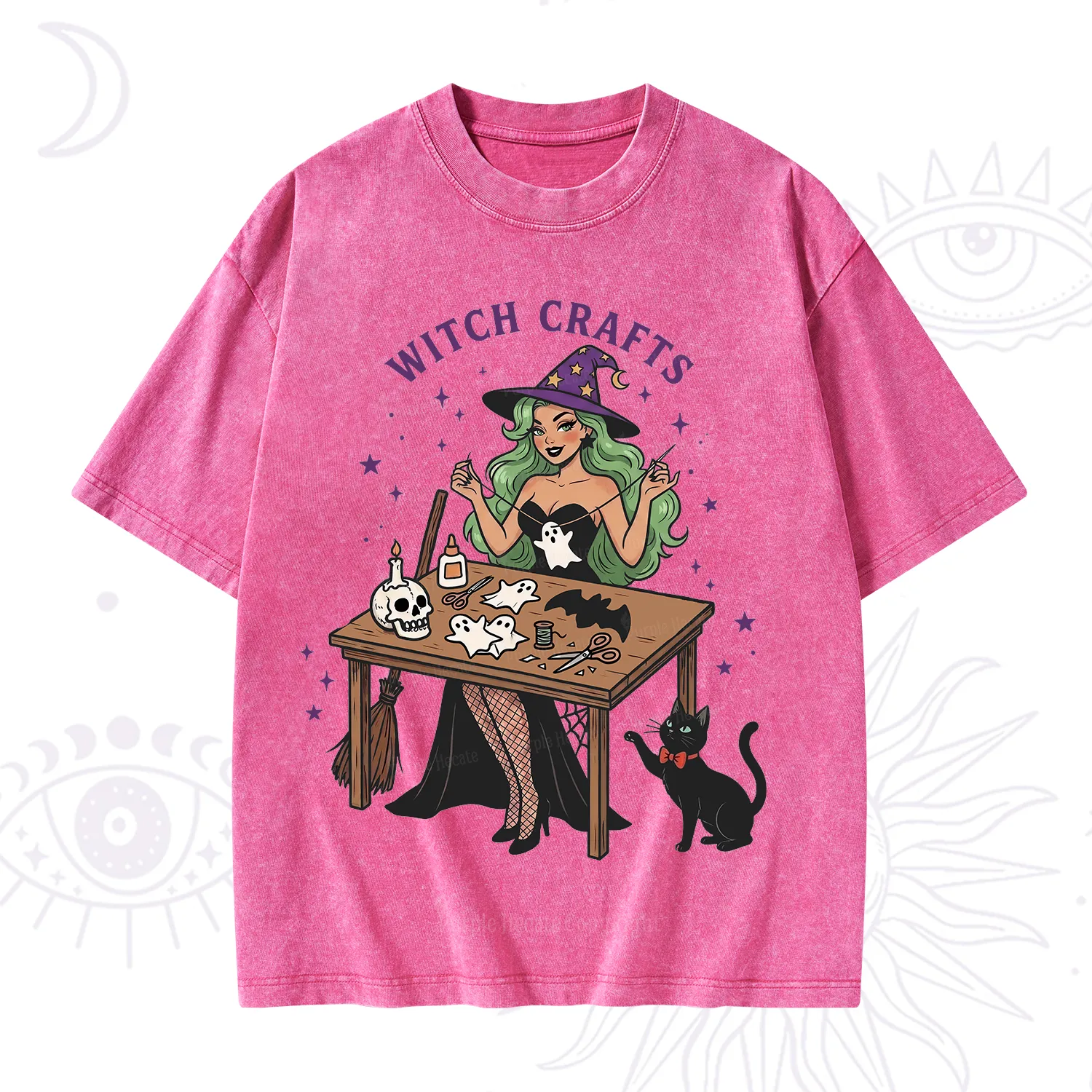 Purplehecate Quirky Witch Crafts Washed T-Shirt