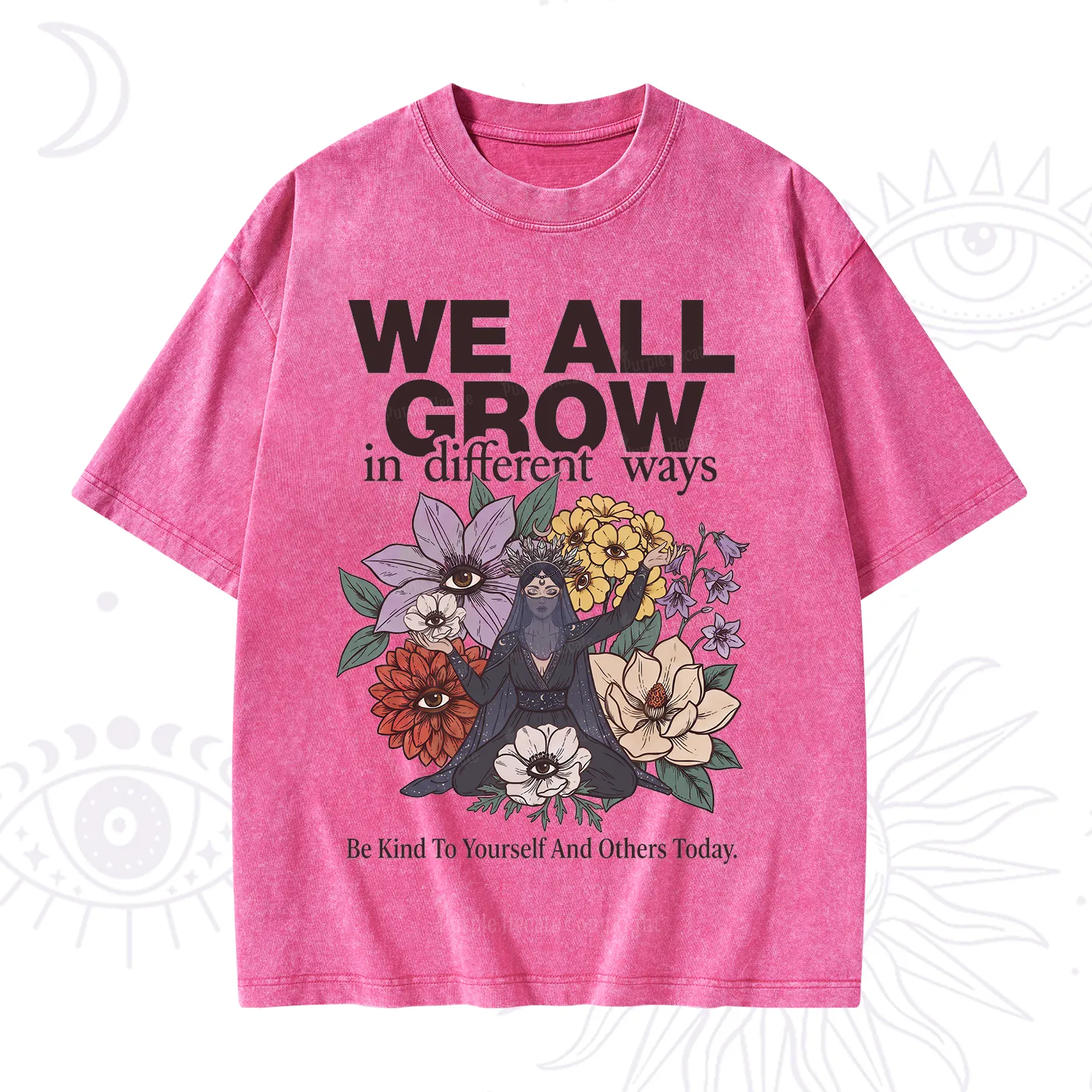 Purplehecate We All Grow Different Ways Floral Washed T-Shirt