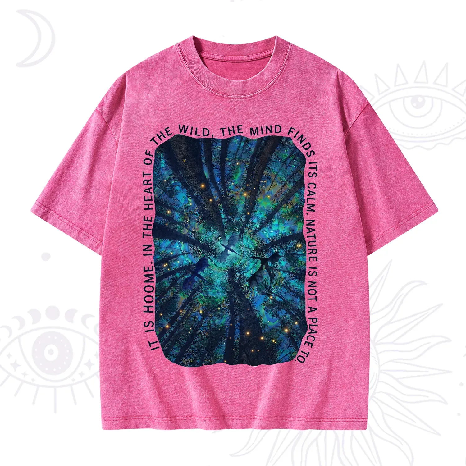 Purplehecate Forest Mindscape Night Sky Washed T-Shirt