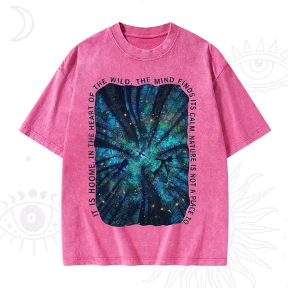 Purplehecate Forest Mindscape Night Sky Washed T-Shirt