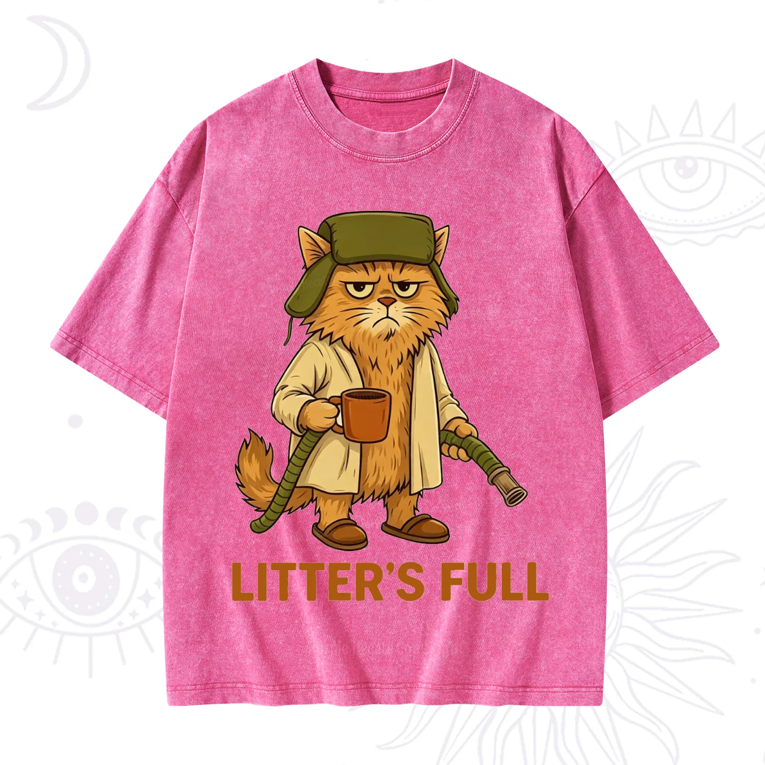 Purplehecate Litter's Full Funny Cat Washed T-Shirt