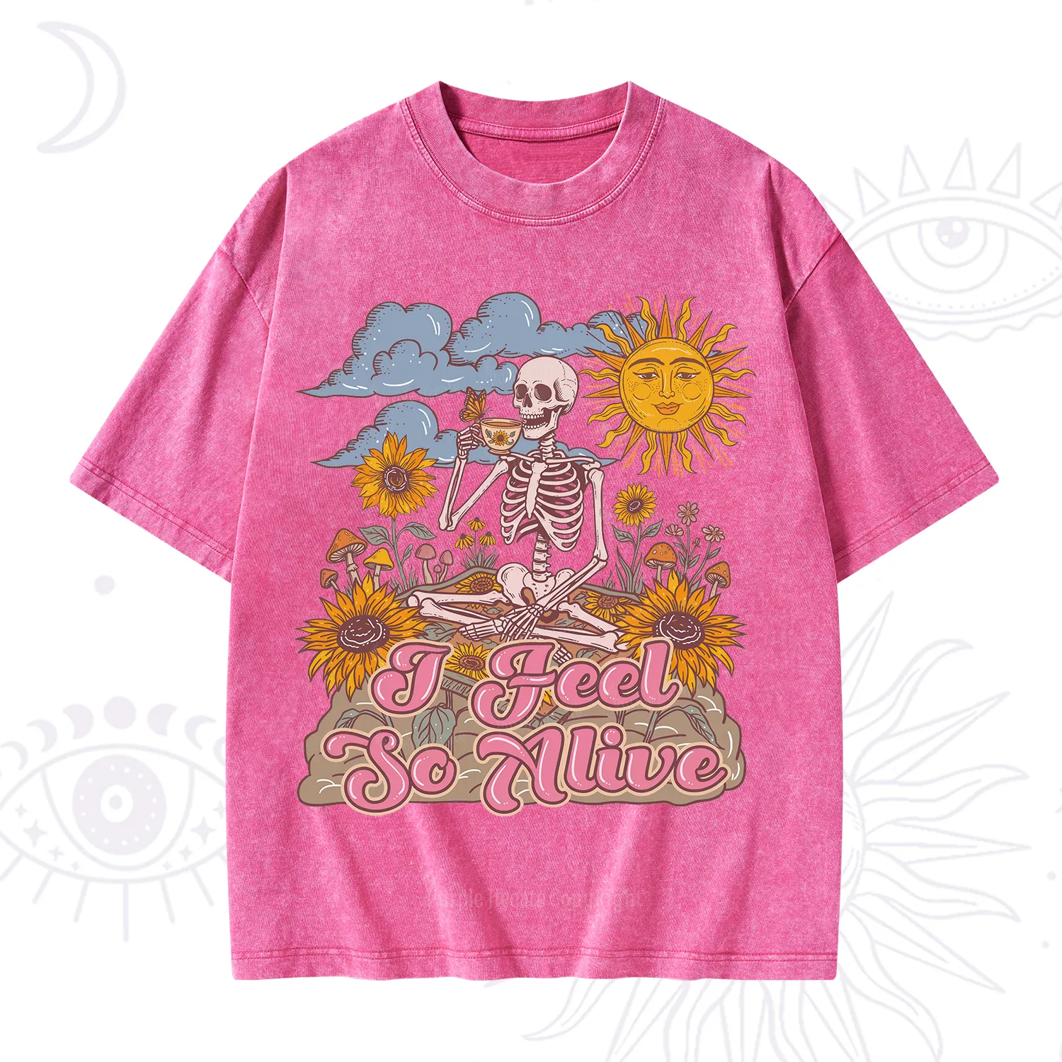 Purplehecate I feel So Alive Dancing Sarcastic Skeleton Washed T-Shirt