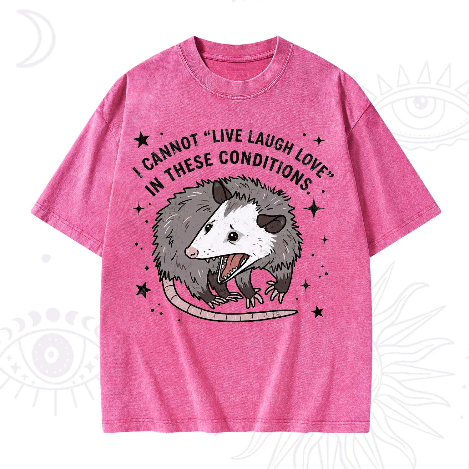 Purplehecate I Cannot Live Laugh Love Possum Washed T-Shirt