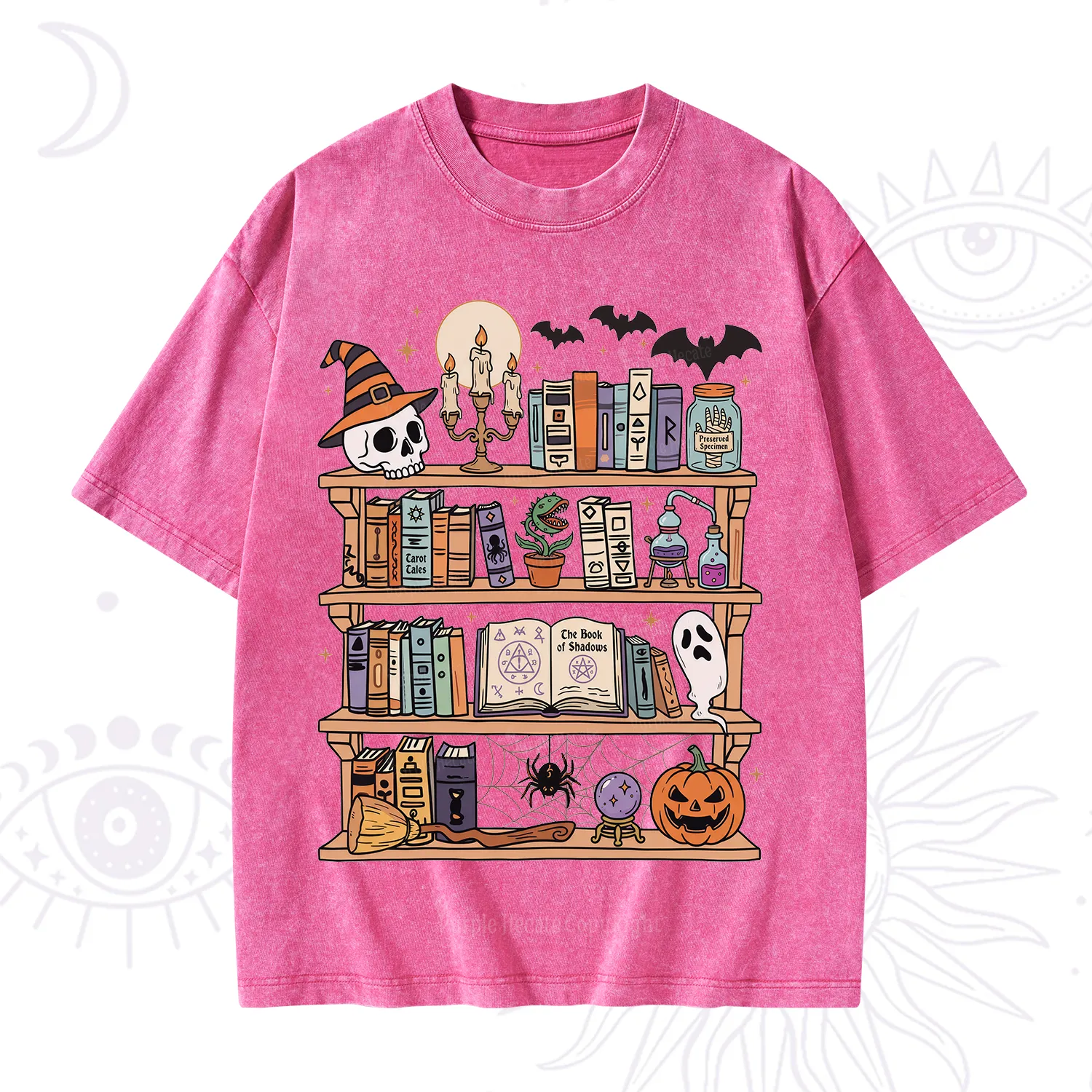 Purplehecate Halloween Library Washed T-Shirt