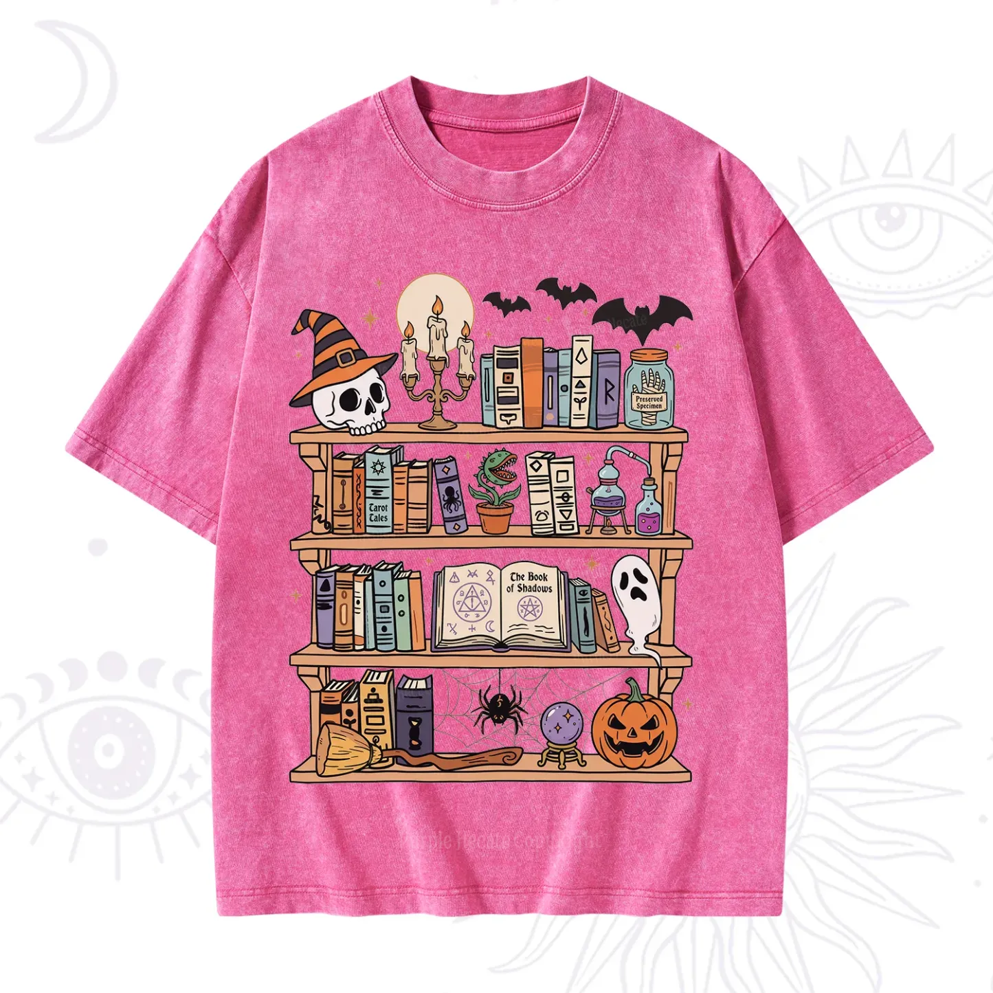 Purplehecate Halloween Library Washed T-Shirt