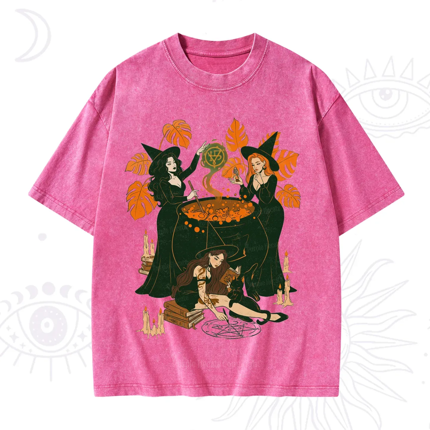 Purplehecate Midnight Potion Ritual Halloween Washed T-Shirt