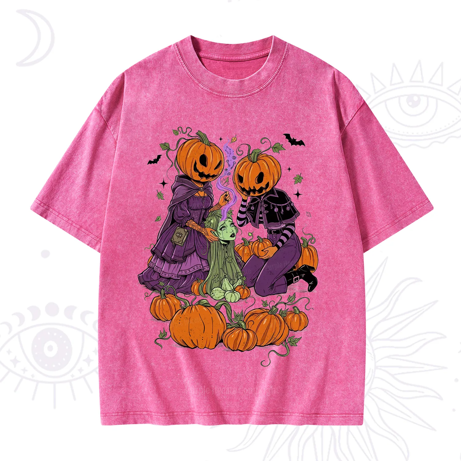 Purplehecate Spooky Witch Pumpkin Patch Washed T-Shirt