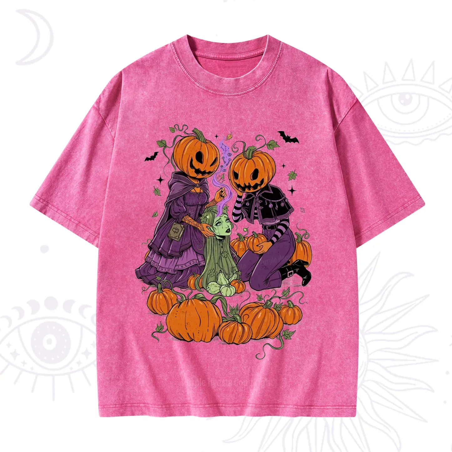 Purplehecate Spooky Witch Pumpkin Patch Washed T-Shirt