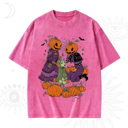 Purplehecate Spooky Witch Pumpkin Patch Washed T-Shirt