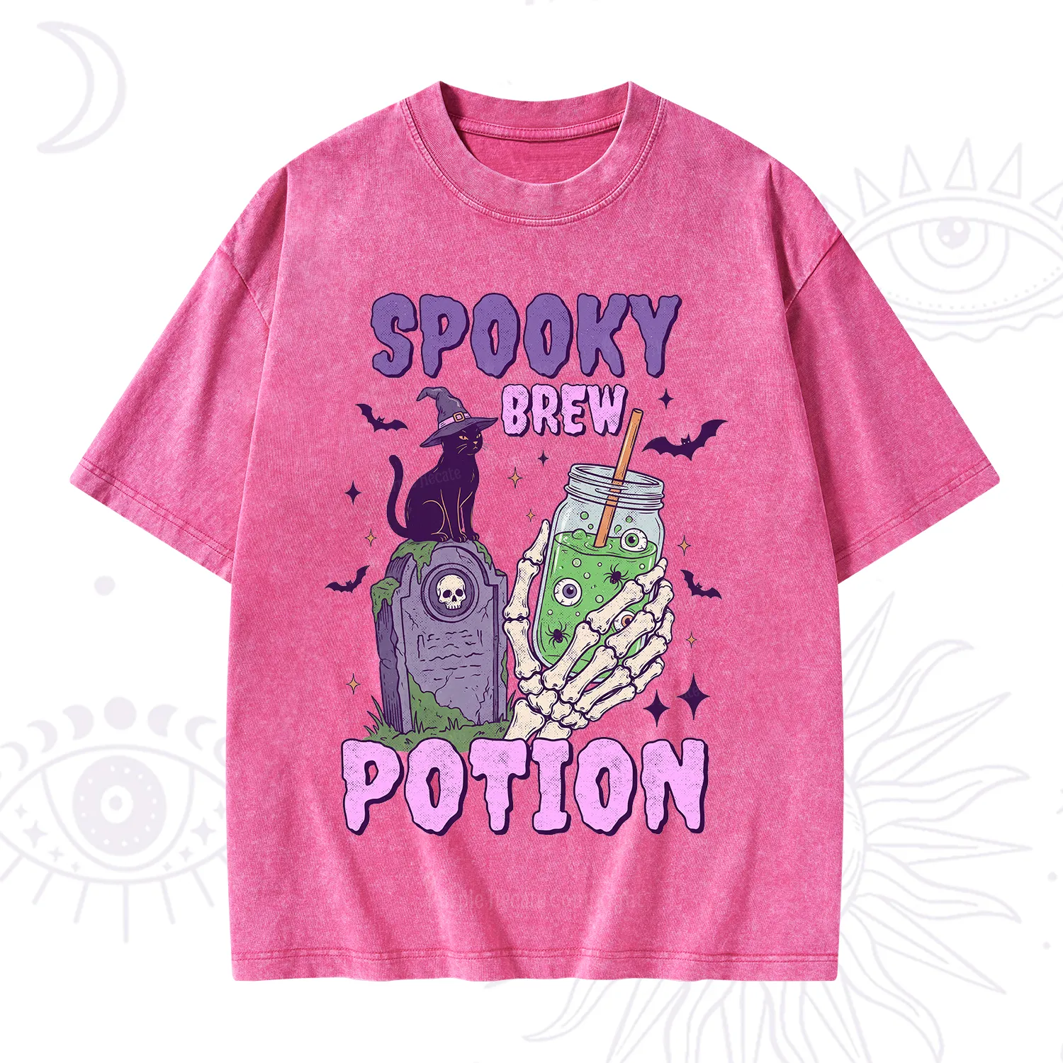 Purplehecate Spooky Brew Potion Halloween Washed T-Shirt