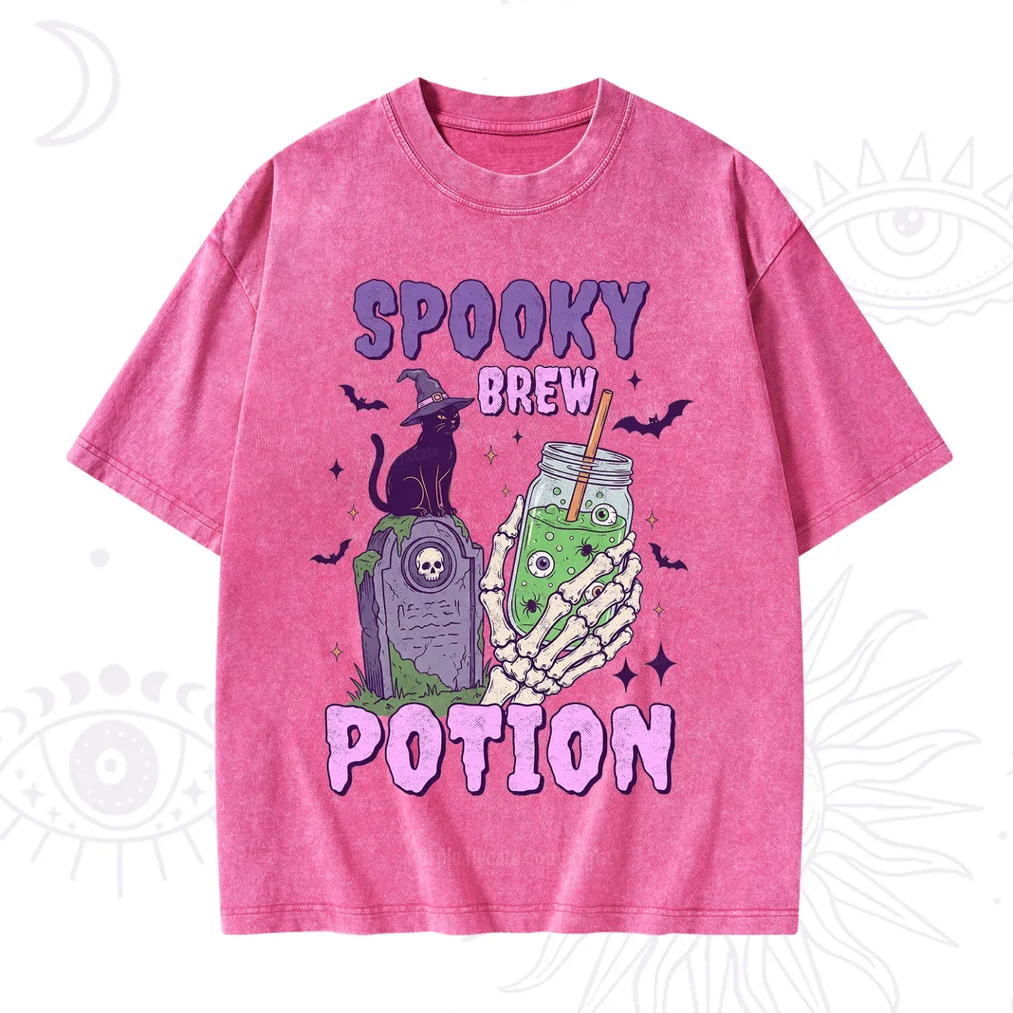 Purplehecate Spooky Brew Potion Halloween Washed T-Shirt