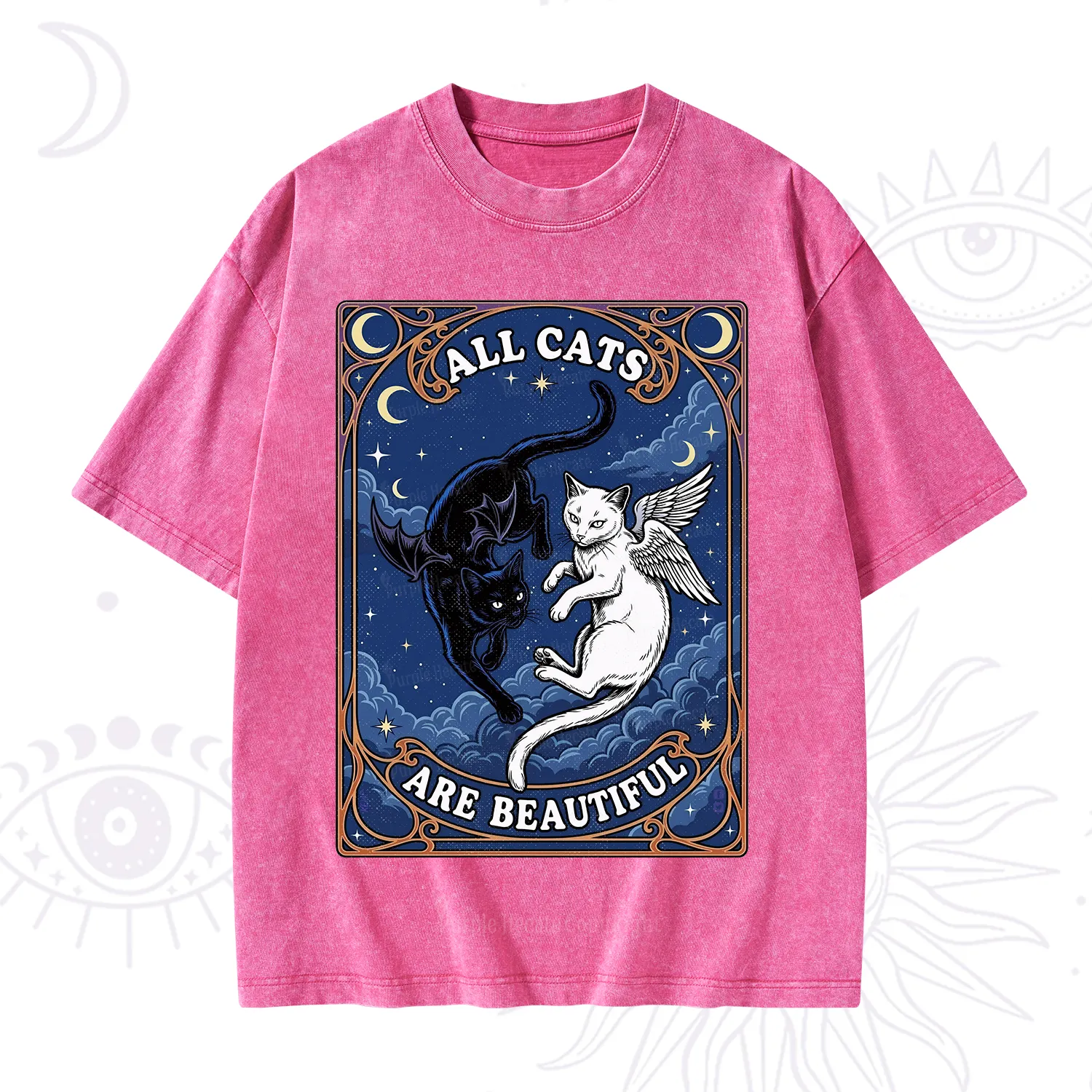 Purplehecate Angel & Devil Cat Washed T-Shirt