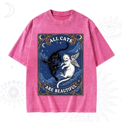Purplehecate Angel & Devil Cat Washed T-Shirt
