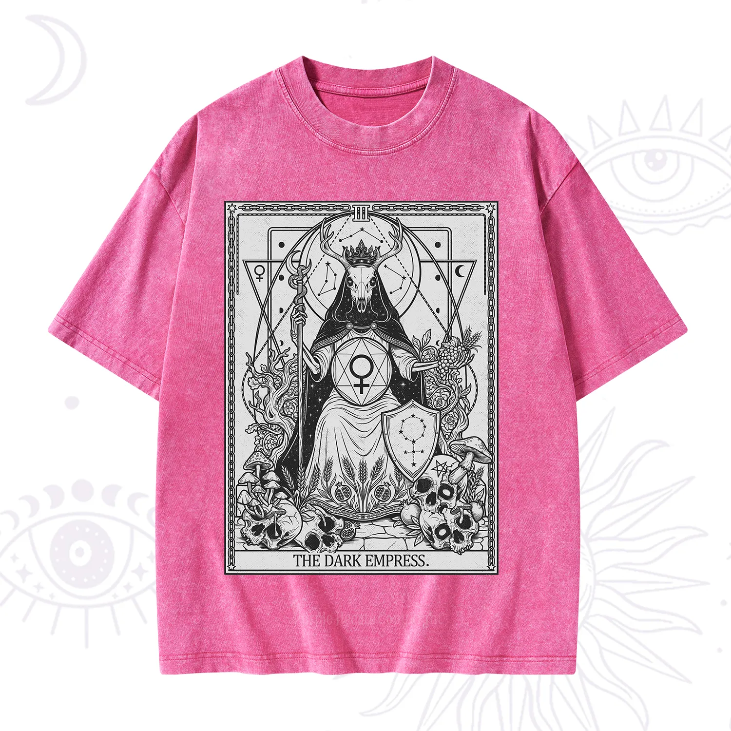 Purplehecate The Dark Empress Tarot Washed T-Shirt
