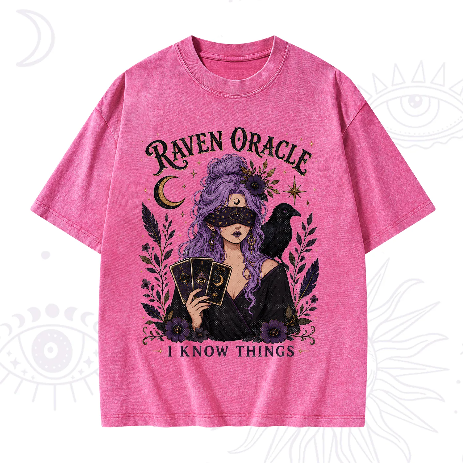 Purplehecate Raven Oracle I Know Things Witchy Washed T-Shirt