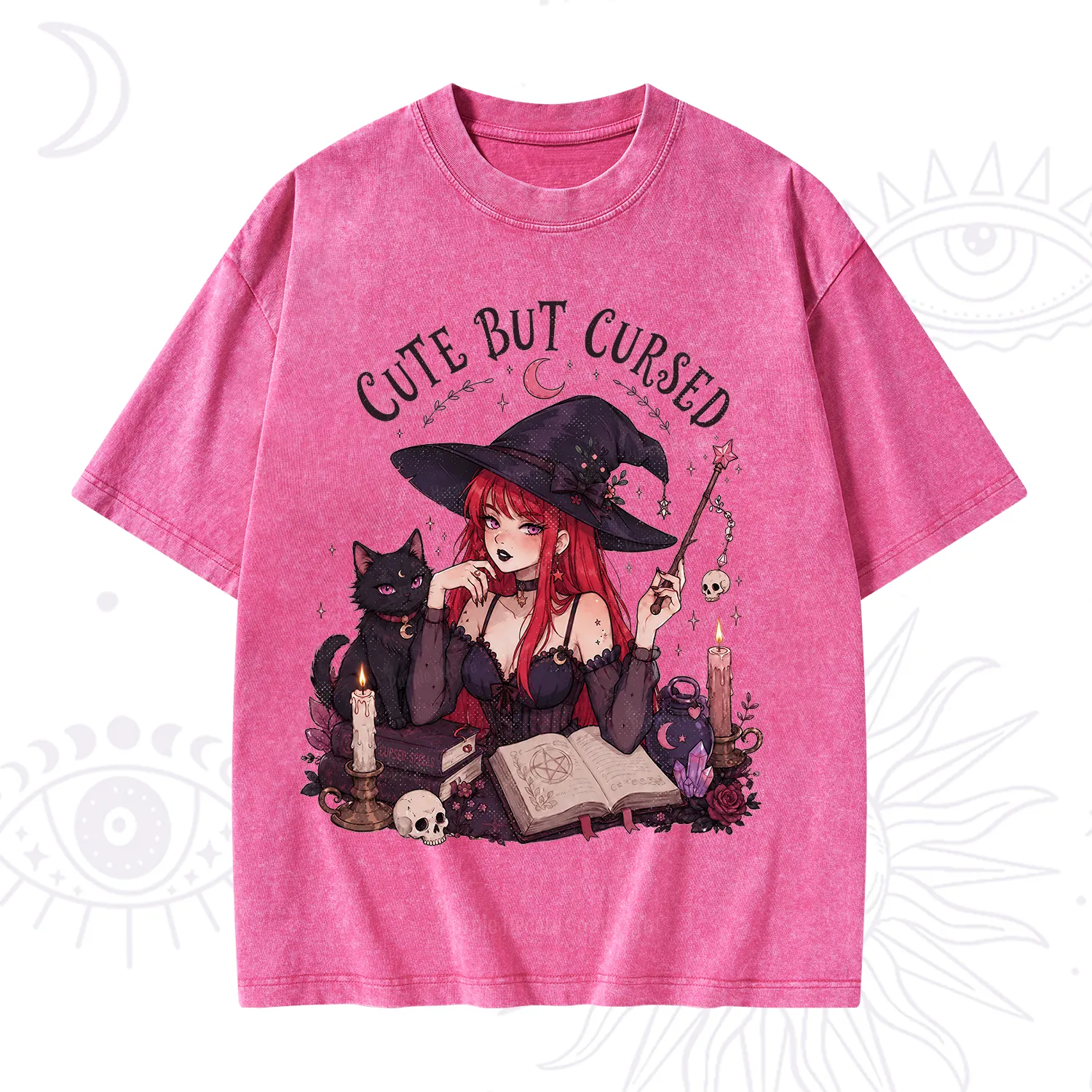 Purplehecate Cute But Cursed Witch Washed T-Shirt