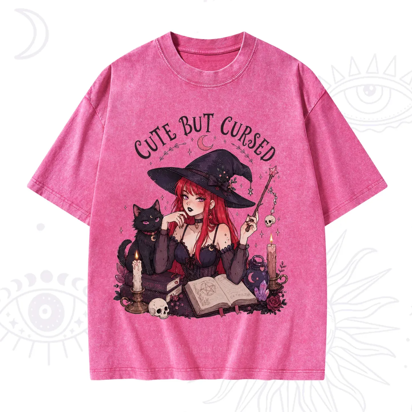 Purplehecate Cute But Cursed Witch Washed T-Shirt