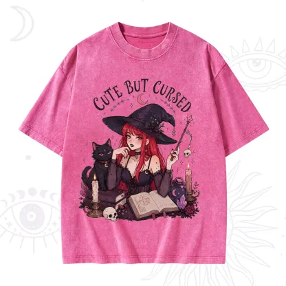 Purplehecate Cute But Cursed Witch Washed T-Shirt